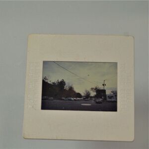 Vintage Slide Old Cars And Flying Object In The Sky Plastimounts USA